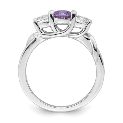 10K-Weißgold-Ring „Survivor Collection“ mit klarem/violettem Swarovski-Topas, Joanna