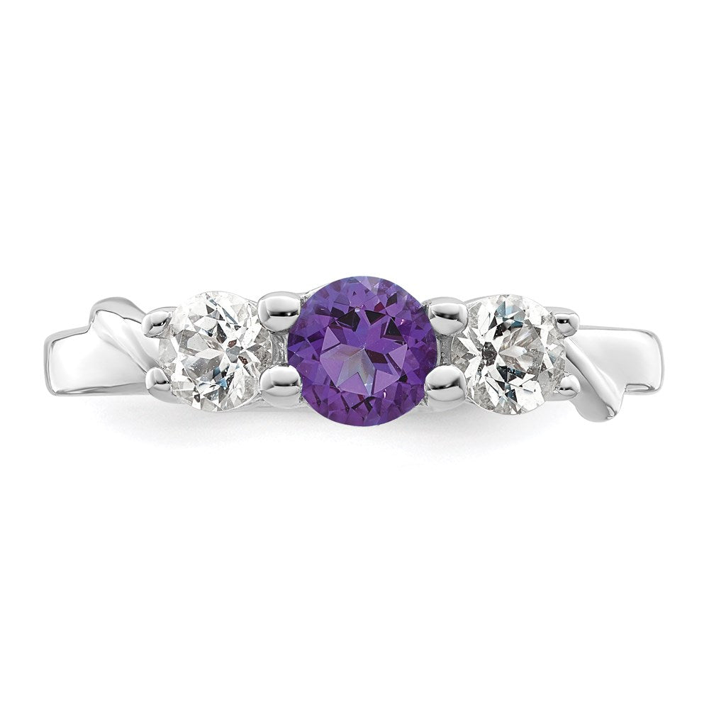 10K-Weißgold-Ring „Survivor Collection“ mit klarem/violettem Swarovski-Topas, Joanna