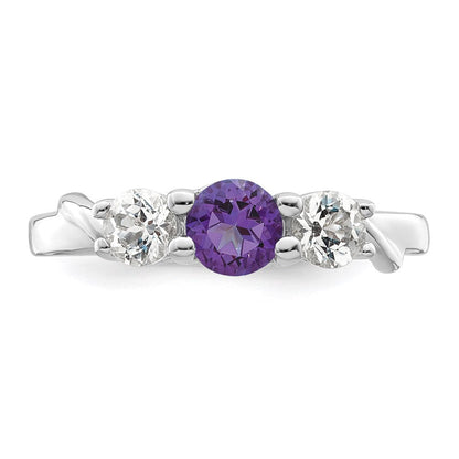 10K-Weißgold-Ring „Survivor Collection“ mit klarem/violettem Swarovski-Topas, Joanna