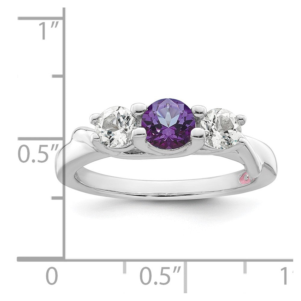 10K-Weißgold-Ring „Survivor Collection“ mit klarem/violettem Swarovski-Topas, Joanna