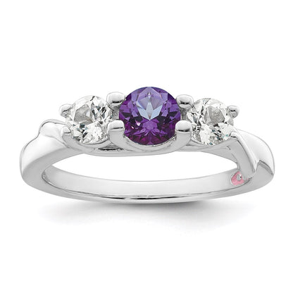 10K-Weißgold-Ring „Survivor Collection“ mit klarem/violettem Swarovski-Topas, Joanna