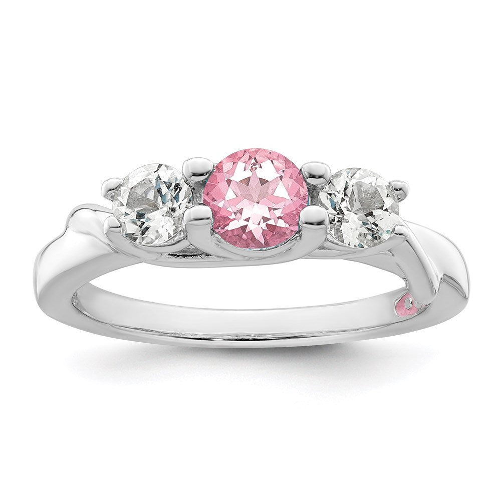 Survivor Collection 10K Weißgold rhodiniert Ring mit weißem und pinkfarbenem Swarovski-Topas „Joanna“