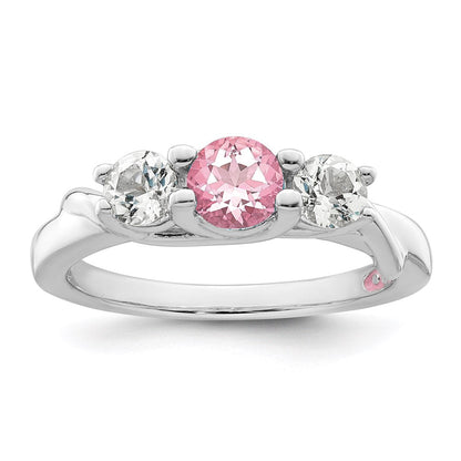 Survivor Collection 10K Weißgold rhodiniert Ring mit weißem und pinkfarbenem Swarovski-Topas „Joanna“