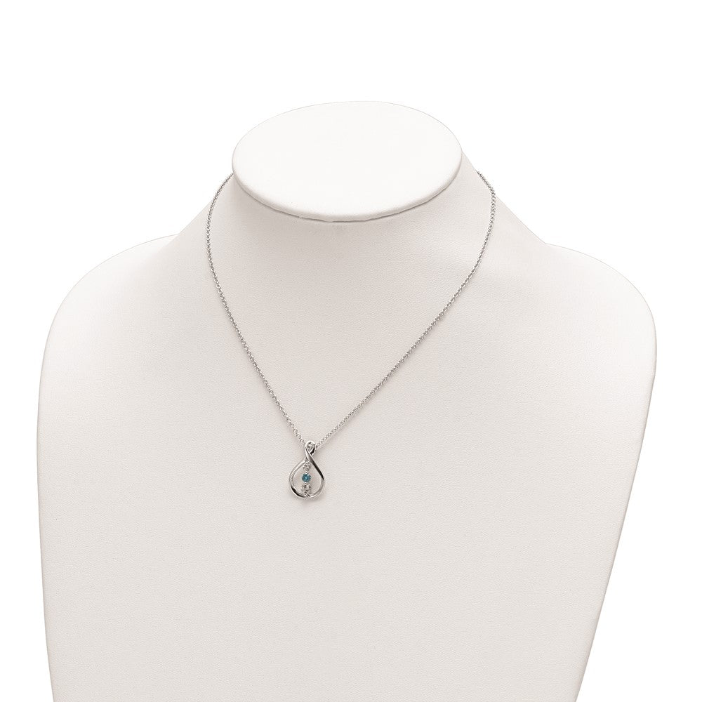 10K Weißgold Survivor Kollektion Rhodiniert 16 Zoll und Rosa Swarovski Topas Runzi Halskette mit 2 Verlängerung