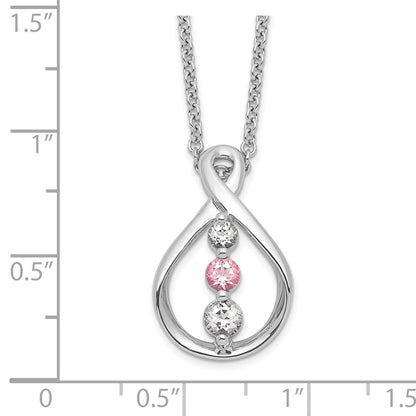 10K Weißgold Survivor Kollektion Rhodiniert 16 Zoll und Rosa Swarovski Topas Runzi Halskette mit 2 Verlängerung