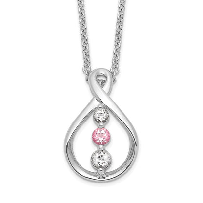 10K Weißgold Survivor Kollektion Rhodiniert 16 Zoll und Rosa Swarovski Topas Runzi Halskette mit 2 Verlängerung