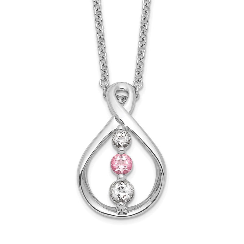 10K Weißgold Survivor Kollektion Rhodiniert 16 Zoll und Rosa Swarovski Topas Runzi Halskette mit 2 Verlängerung
