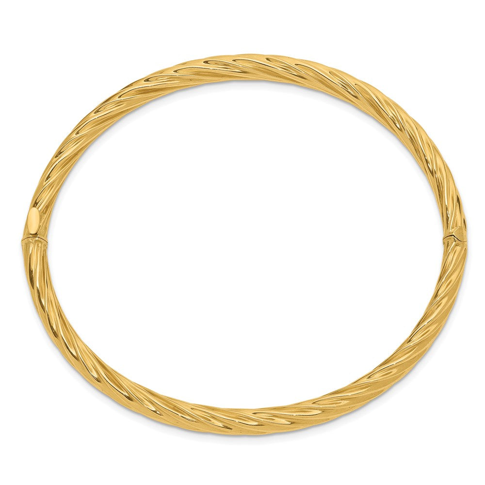 14K Gelbgold 4/16 Oversize Strukturiert Klappbar Armreif Armband