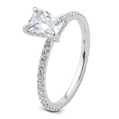 14K Weißgold Solitär-Ring mit Flair, Radiant, 1 ct. Center, VS/SI FGH zertifiziert, Labor gewachsener Diamant