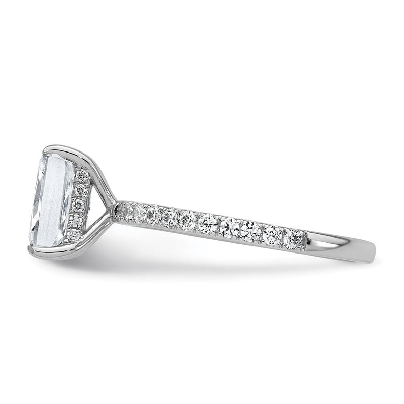 14K Weißgold 2 Karat Zertifiziert Im Labor Gezüchtet Diamant Vs+ F+ Radiant Komplett Solitär mit Flair Verlobungsring