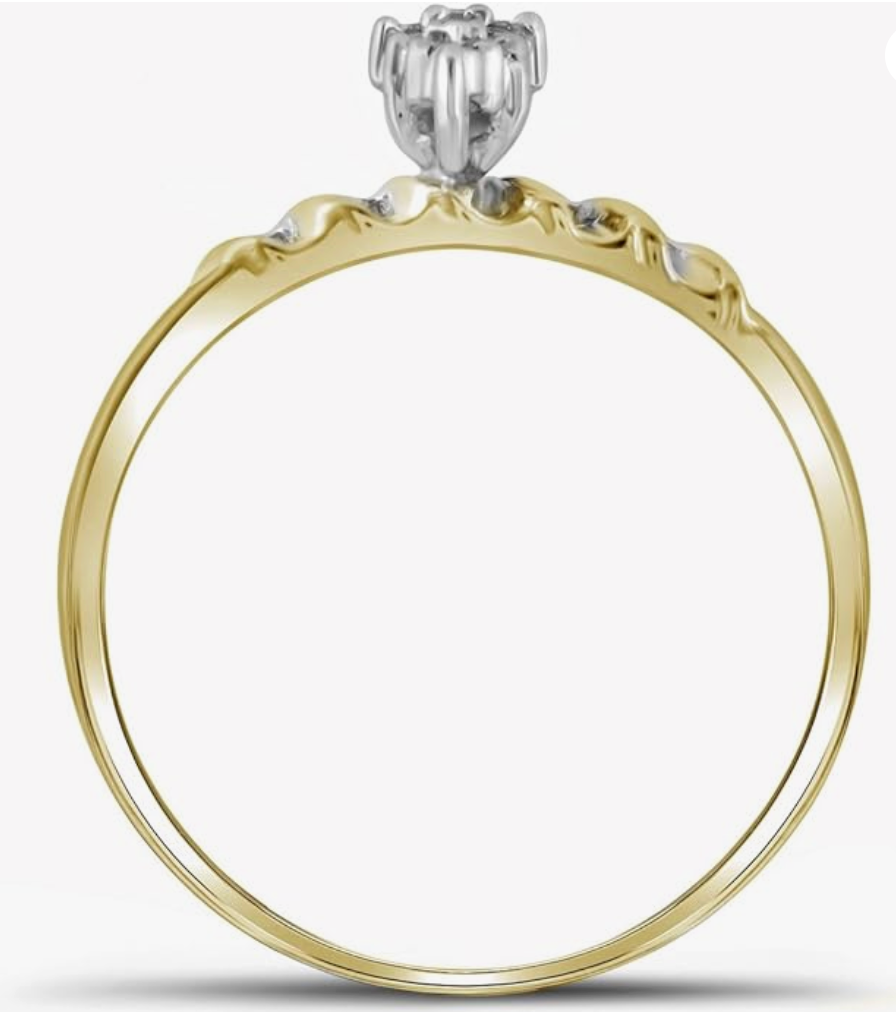 Braut- und Verlobungsring-Set mit Diamant-Marquise-Cluster, 0,1 ct., aus 14K Gelbgold