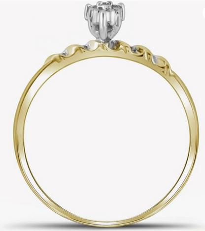 Braut- und Verlobungsring-Set mit Diamant-Marquise-Cluster, 0,1 ct., aus 14K Gelbgold