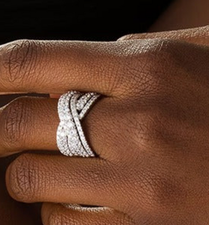 2.0 ct. Gesamtgewicht Labordiamant mehrreihiger Bypass-Ring in 14K Weißgold (F/SI2)