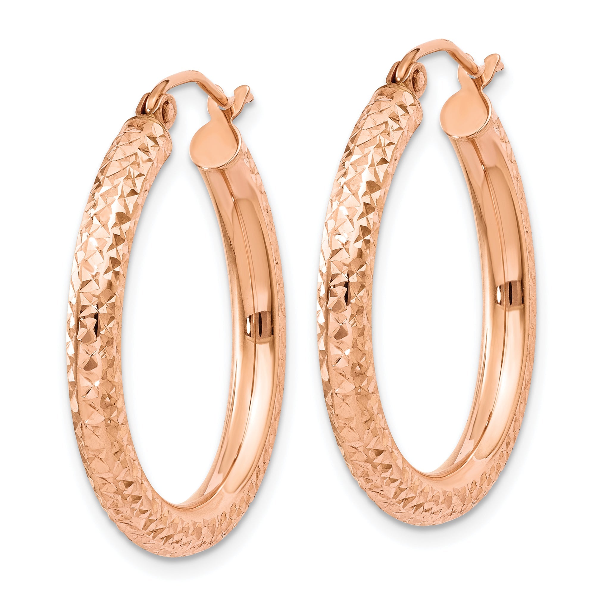 14K Roségold 3mm Diamantiert Creole