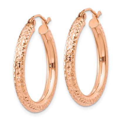 14K Roségold 3mm Diamantiert Creole