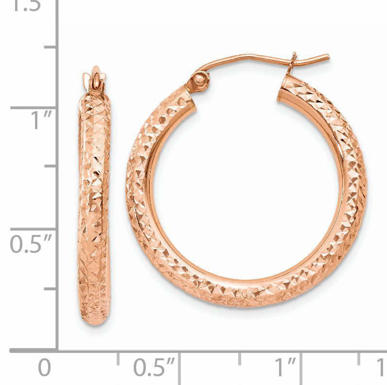 14K Roségold 3mm Diamantiert Creole
