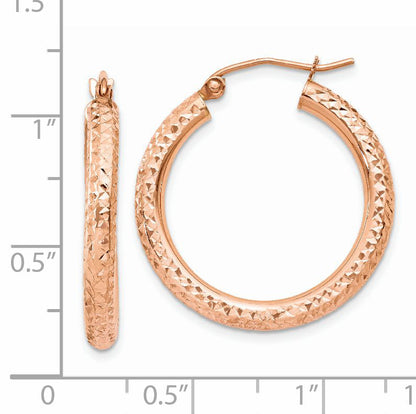 14K Roségold 3mm Diamantiert Creole
