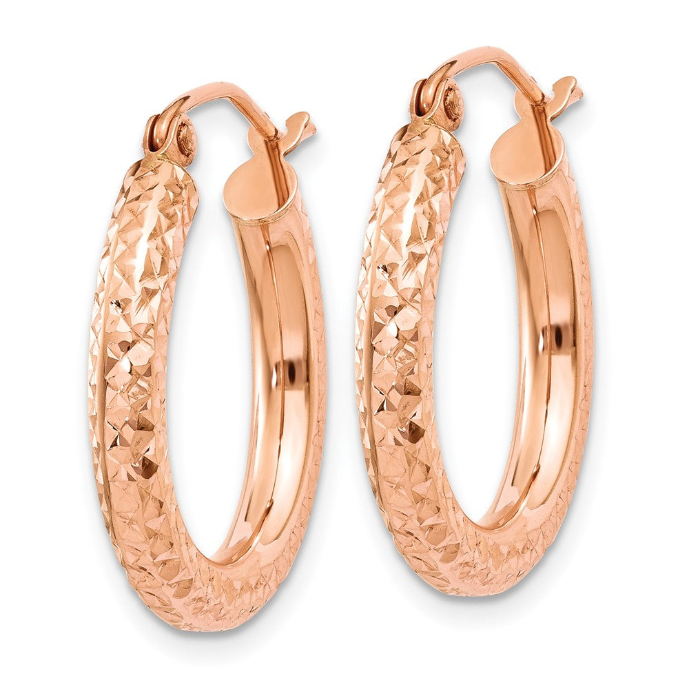 14K Roségold 3mm Diamantiert Creole