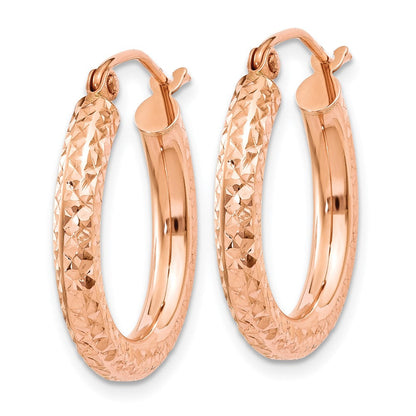 14K Roségold 3mm Diamantiert Creole