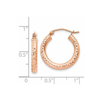 14K Roségold 3mm Diamantiert Creole