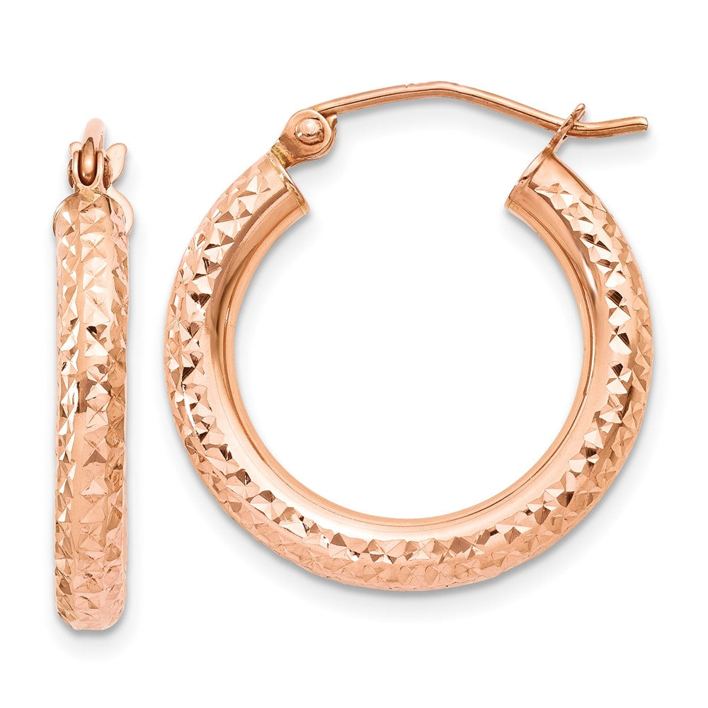 14K Roségold 3mm Diamantiert Creole