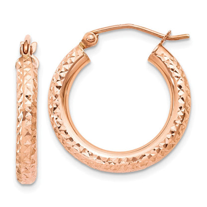 14K Roségold 3mm Diamantiert Creole