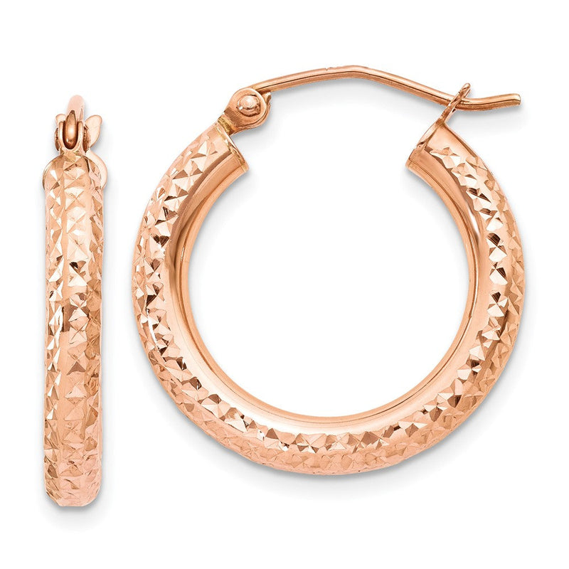 14K Roségold 3mm Diamantiert Creole