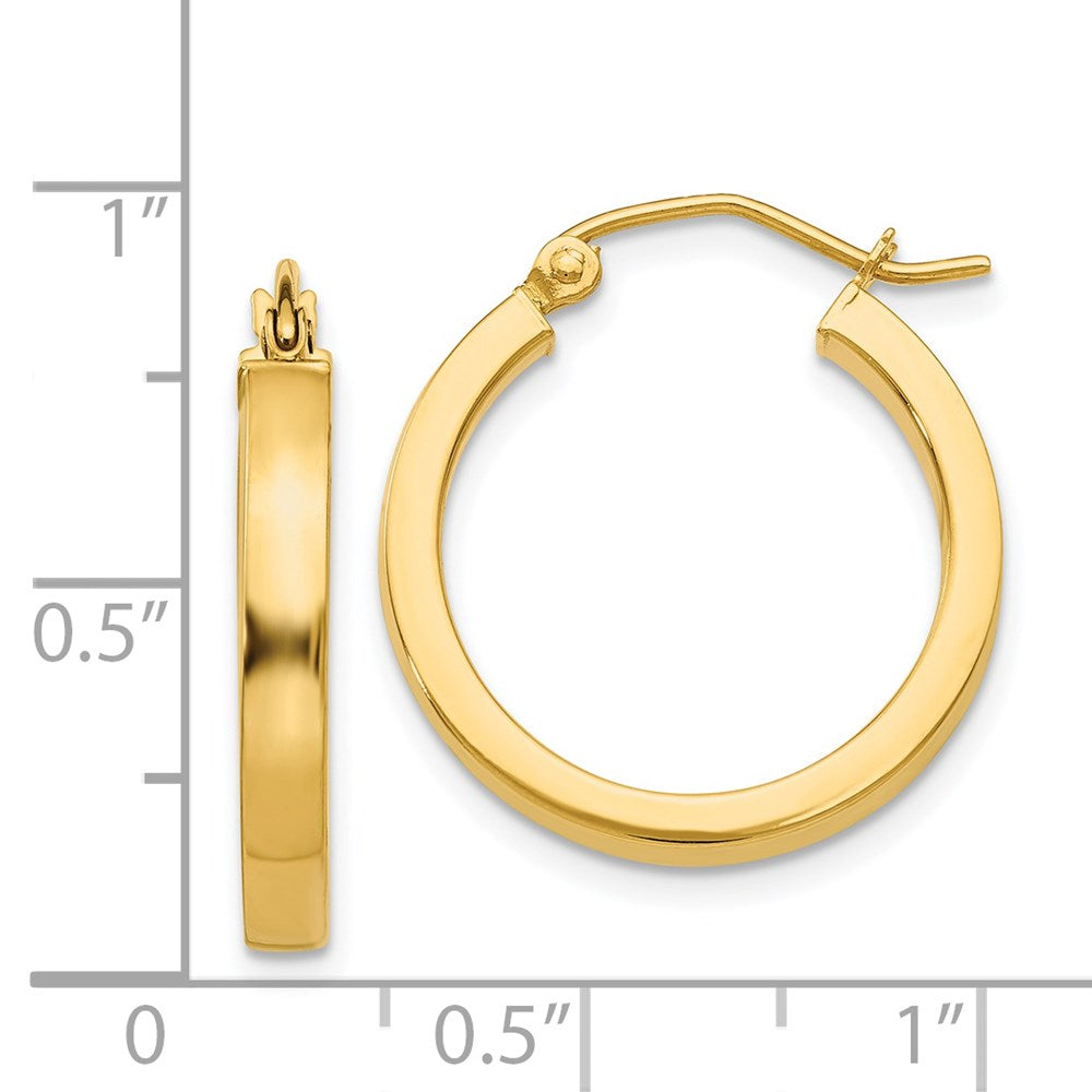 14K Gelbgold 2x3mm Quadratisch Röhre Creolen
