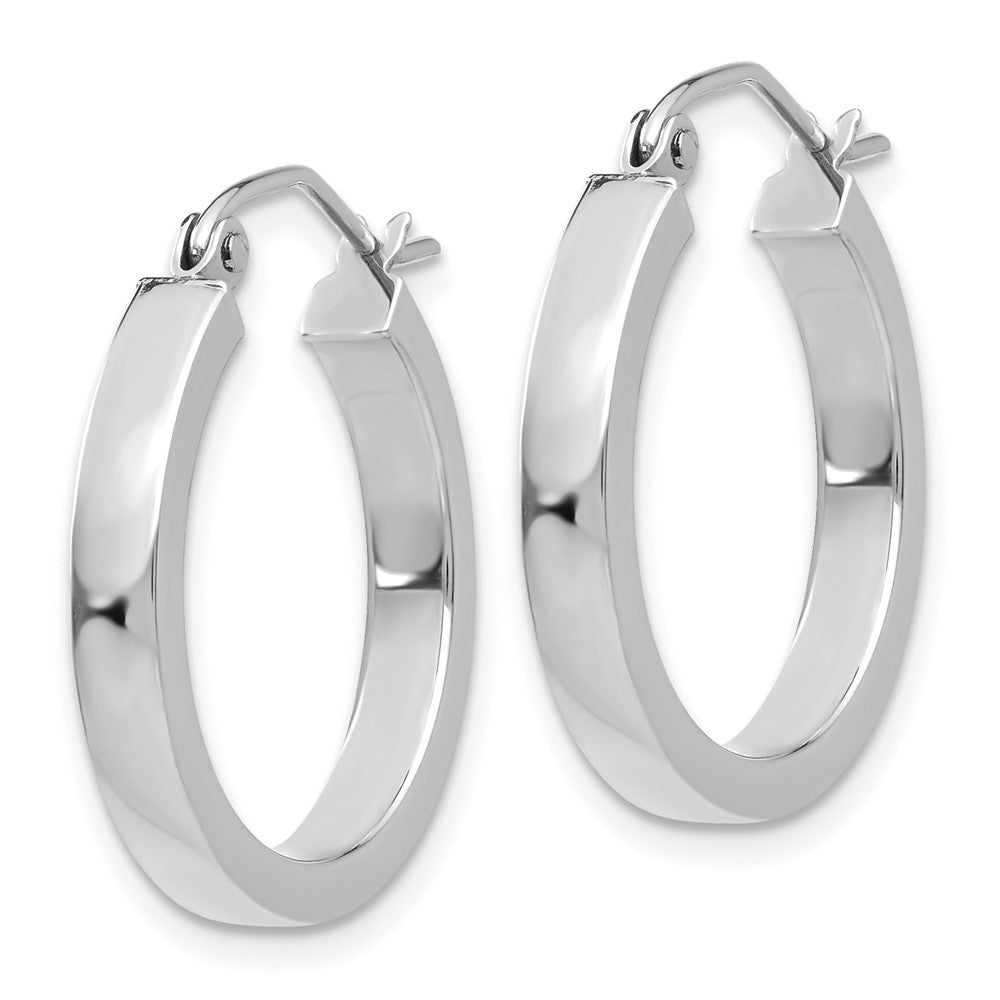 14K Weißgold 2x3mm Rechteck Röhre Creole