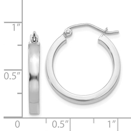 14K Weißgold 2x3mm Rechteck Röhre Creole