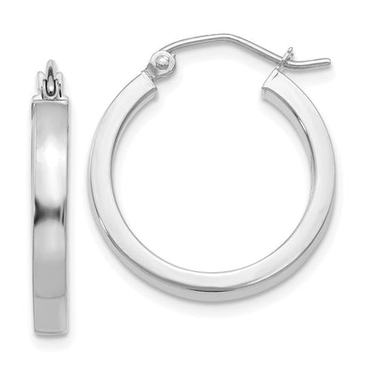 14K Weißgold 2x3mm Rechteck Röhre Creole