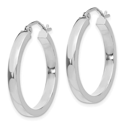 14K Weißgold 2x3mm Rechteck Röhre Creole