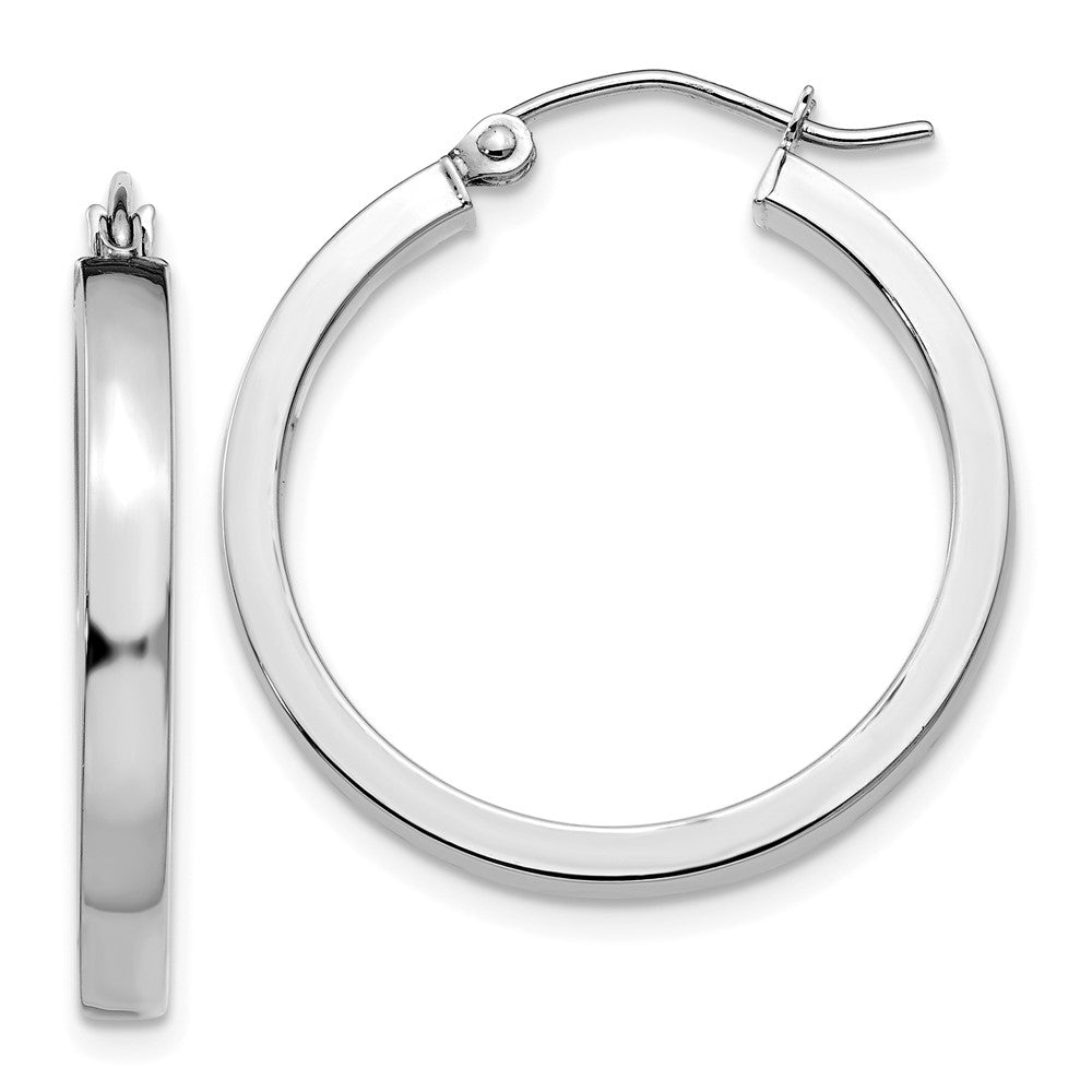 14K Weißgold 2x3mm Rechteck Röhre Creole