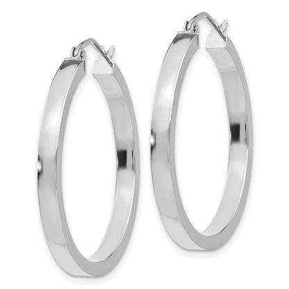 14K Weißgold 2x3mm Rechteck Röhre Creole