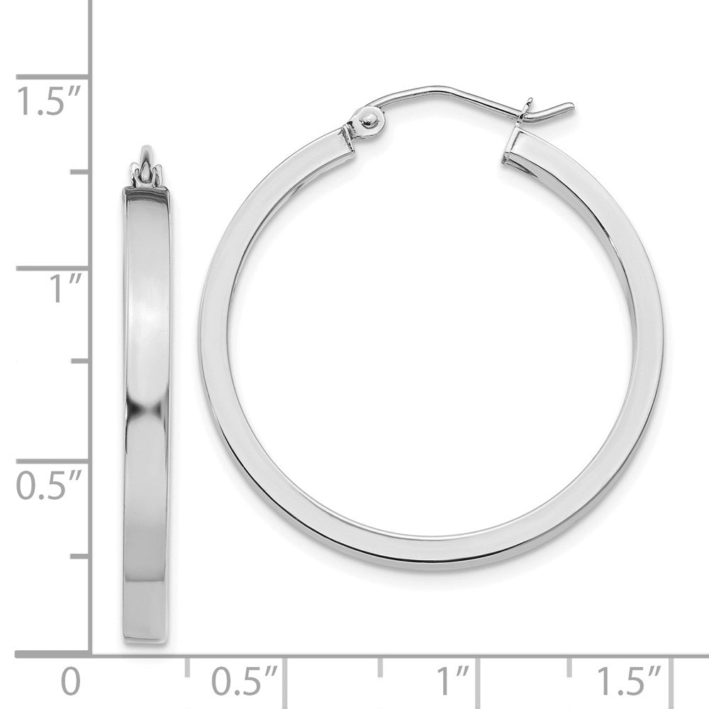 14K Weißgold 2x3mm Rechteck Röhre Creole