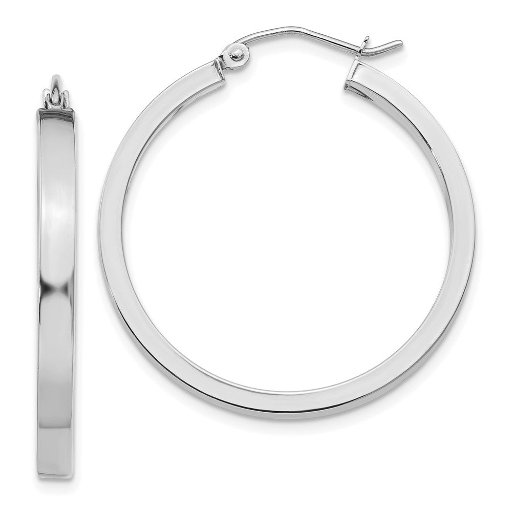 14K Weißgold 2x3mm Rechteck Röhre Creole