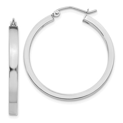 14K Weißgold 2x3mm Rechteck Röhre Creole
