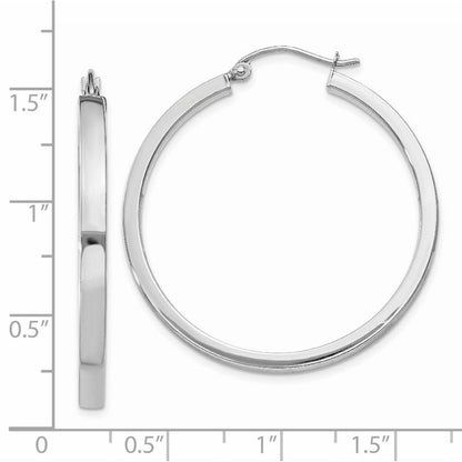 14K Weißgold 2x3mm Rechteck Röhre Creole
