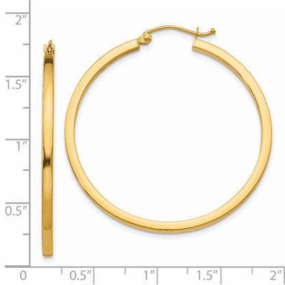 14K Gelbgold 2mm Quadratisch Röhre Creolen