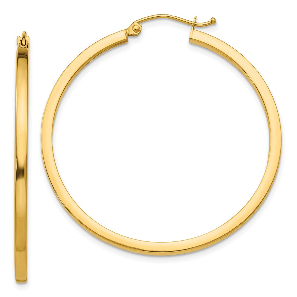 14K Gelbgold 2mm Quadratisch Röhre Creolen