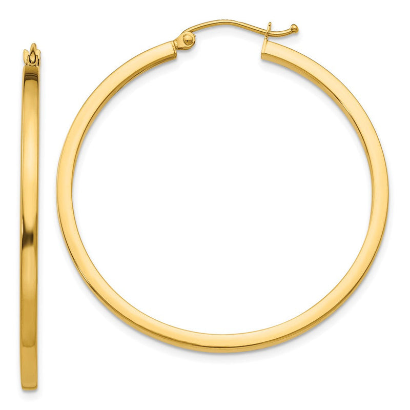 14K Gelbgold 2mm Quadratisch Röhre Creolen
