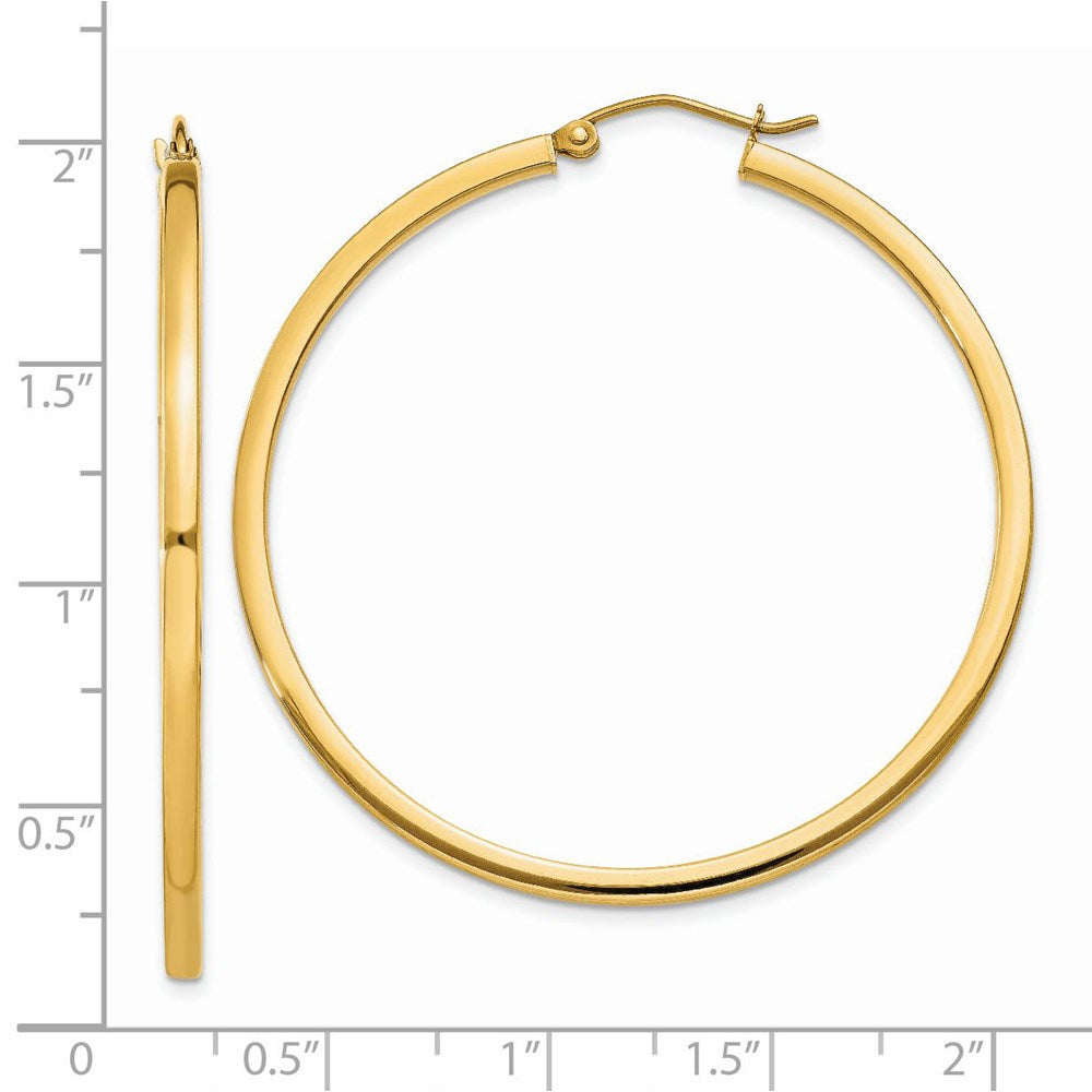 14K Gelbgold 2mm Quadratisch Röhre Creolen