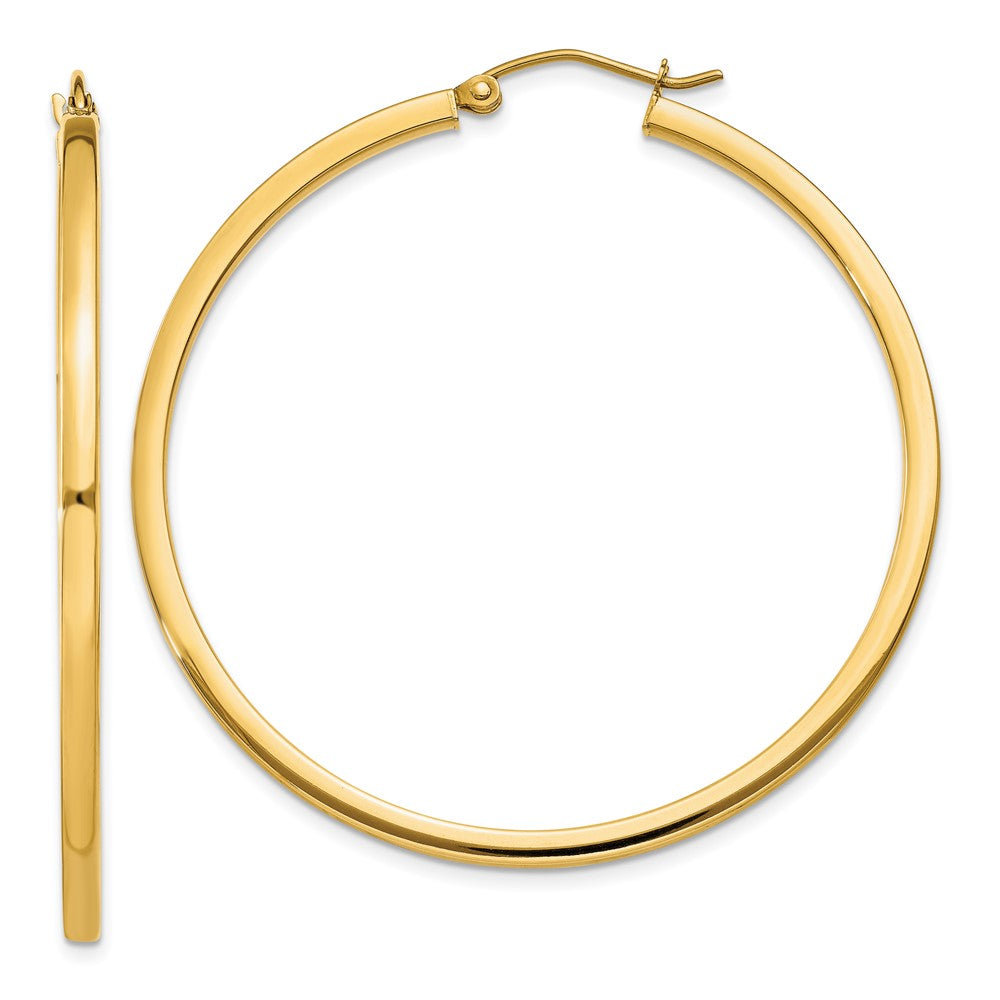 14K Gelbgold 2mm Quadratisch Röhre Creolen