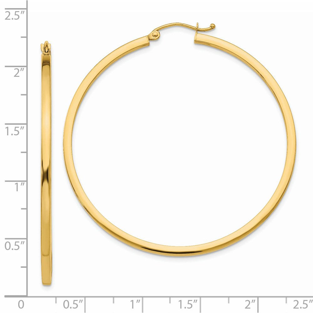 14K Gelbgold 2mm Quadratisch Röhre Creolen