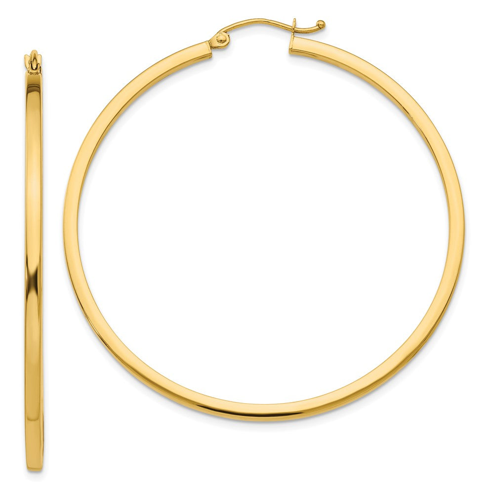 14K Gelbgold 2mm Quadratisch Röhre Creolen