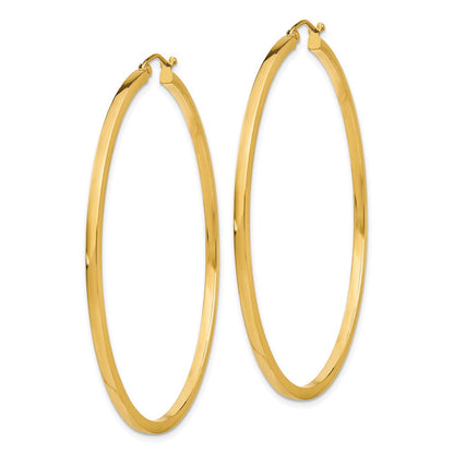 14K Gelbgold 2mm Quadratisch Röhre Creolen