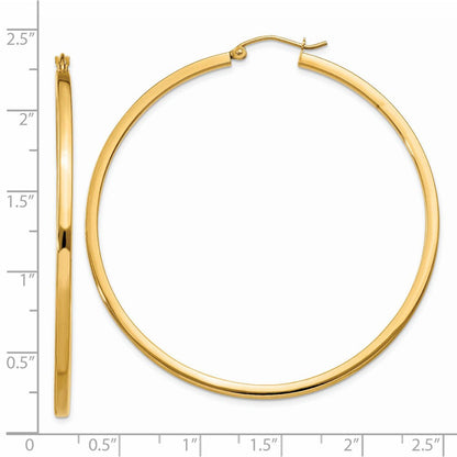 14K Gelbgold 2mm Quadratisch Röhre Creolen