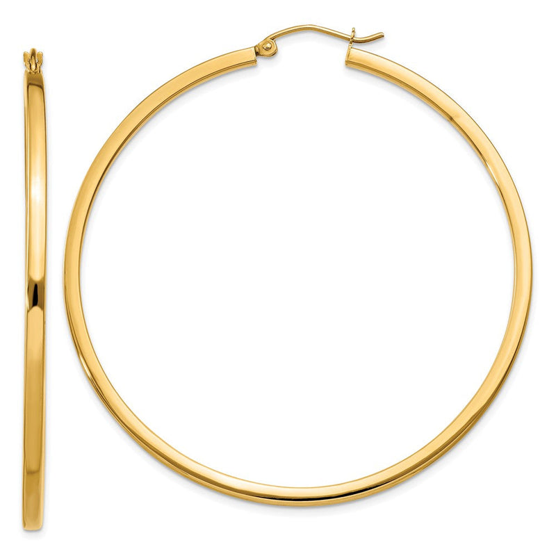 14K Gelbgold 2mm Quadratisch Röhre Creolen