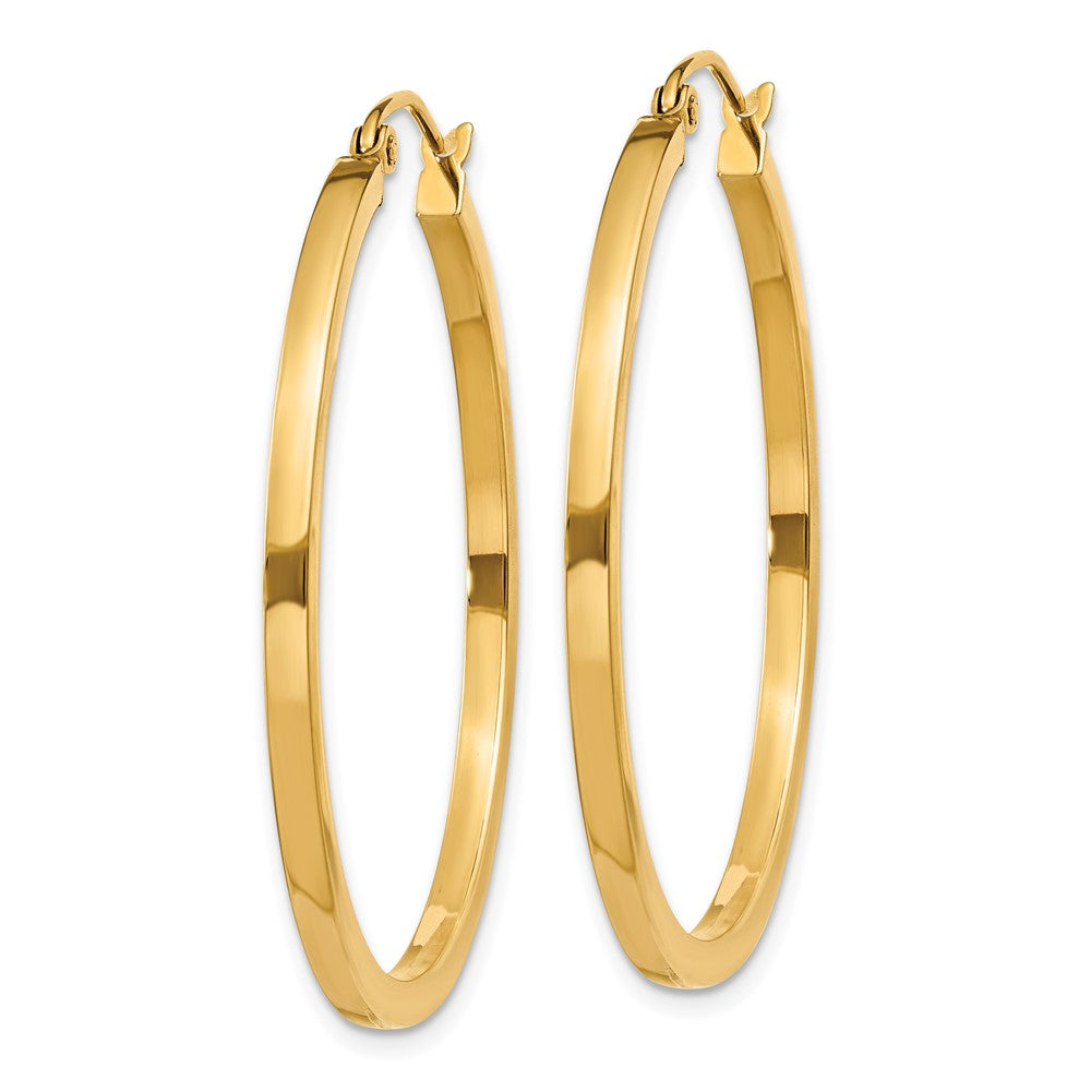 14K Gelbgold 2mm Quadratisch Röhre Creolen