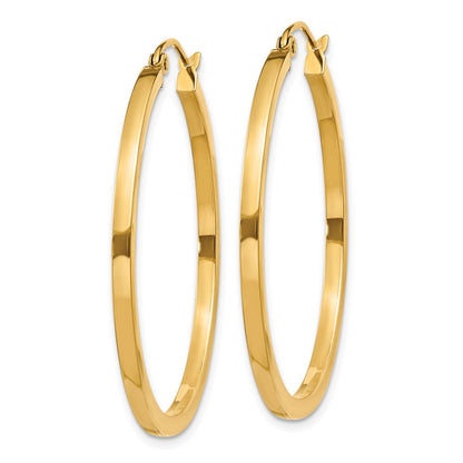 14K Gelbgold 2mm Quadratisch Röhre Creolen